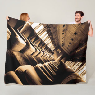 Sepia Steam Train Interior Fleece Blanket