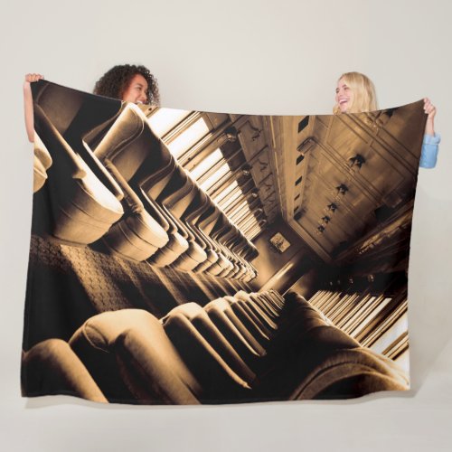 Sepia Steam Train Interior Fleece Blanket
