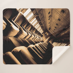 Sepia Steam Train Interior Sherpa Blanket