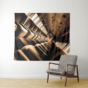 Sepia Steam Train Interior Tapestry