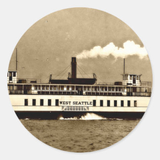 Sepia Steamboat Ferry Classic Round Sticker