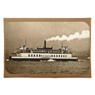 Sepia Steamboat Ferry Placemat