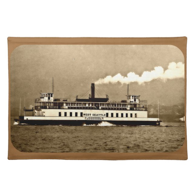Sepia Steamboat Ferry Placemat (Front)