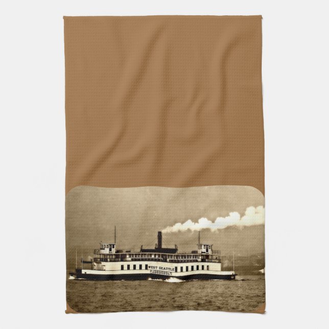 Sepia Steamboat Ferry Towel (Vertical)