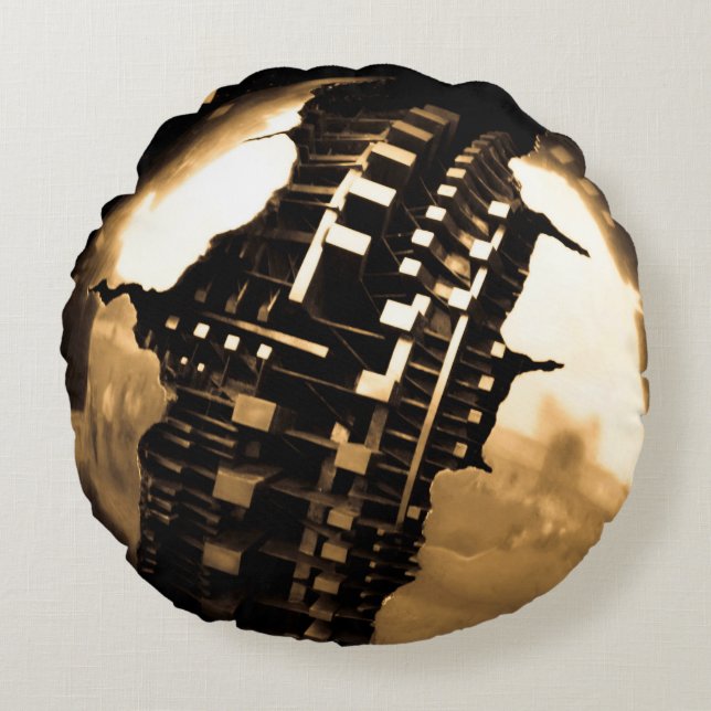 Sepia Steampunk Round Pillow (Front)