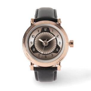 Sepia Steel Jet Engine Pilot's Custom Wrist Watch