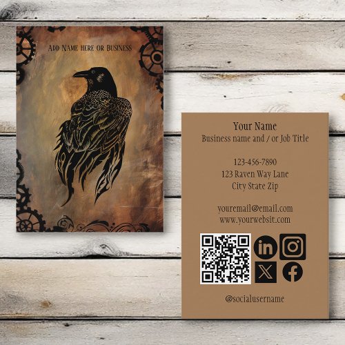  Sepia Stone Tribal Clockwork Gears Black Raven  Business Card