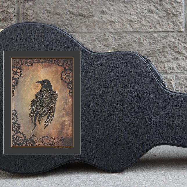  Sepia Stone Tribal Clockwork Gears Black Raven  Sticker (Creator Uploaded)