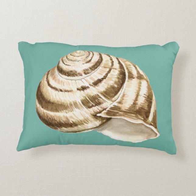 Sepia Striped Shell on Teal Accent Pillow (Back)