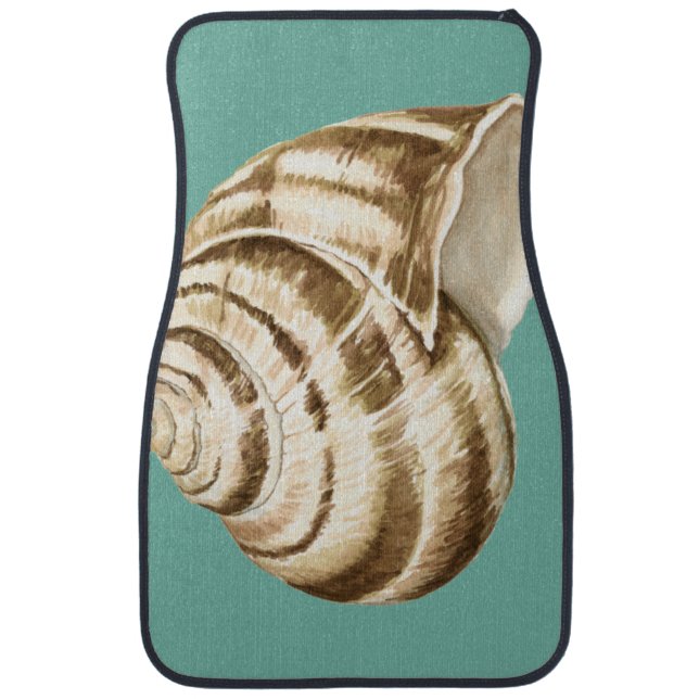 Sepia Striped Shell on Teal Car Mat (Front)
