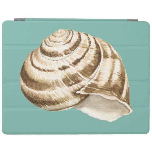 Sepia Striped Shell on Teal iPad Smart Cover (Horizontal)