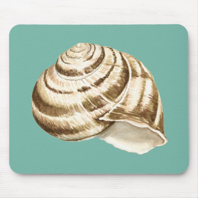 Sepia Striped Shell on Teal Mouse Pad (Front)