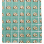 Sepia Striped Shell on Teal Shower Curtain