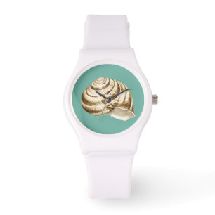 Sepia Striped Shell on Teal Watch