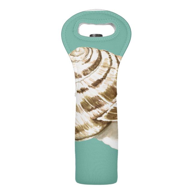 Sepia Striped Shell on Teal Wine Bag (Back)