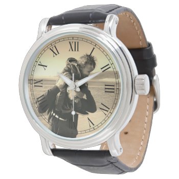 Sepia Style Custom Photo Watch by colorjungle at Zazzle