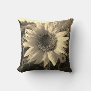 Sepia Summer Sunflower Pillow
