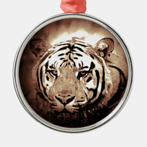 Sepia Tiger Christmas Ornament