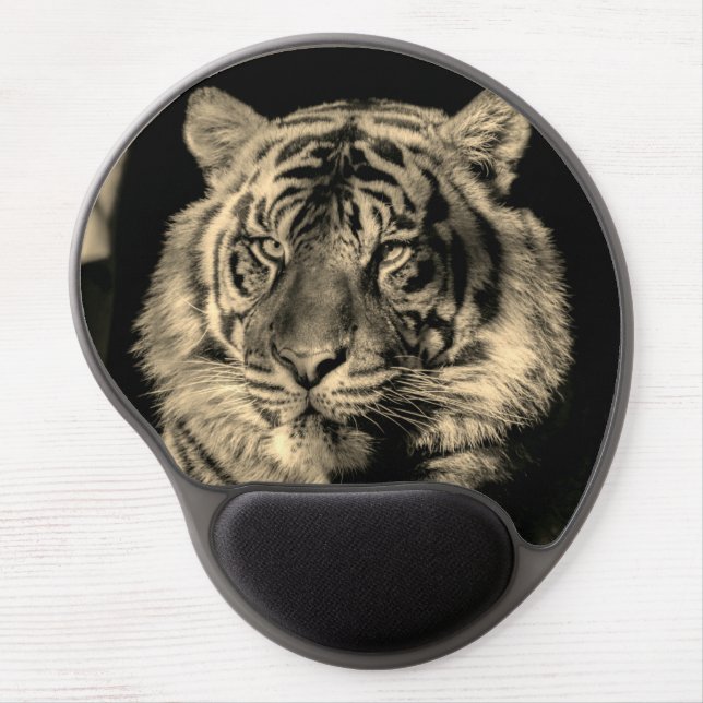 Sepia Tiger Eyes Modern Artwork - Wild Animal Gel Mouse Pad (Front)