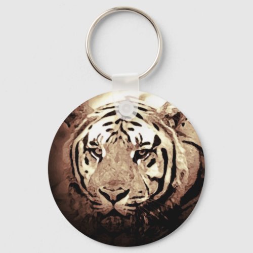 Sepia Tiger Keychain