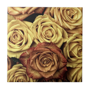 Sepia Tinted Roses Ceramic Tile