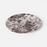 Sepia Tone Brown Floral Toile No.3 Paper Plates