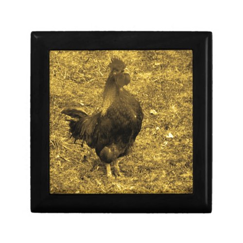 Sepia Tone Crowing Rooster Gift Box