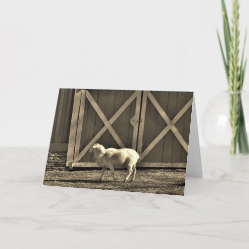 Sepia Tone  Goat and Barn Doors Holiday Card