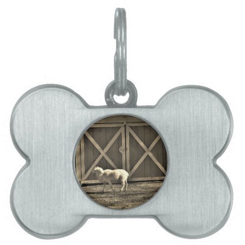 Sepia Tone  Goat and Barn Doors Pet ID Tag