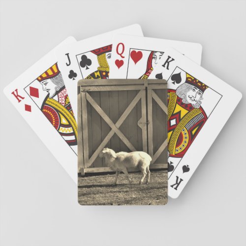 Sepia Tone  Goat and Barn Doors Poker Cards