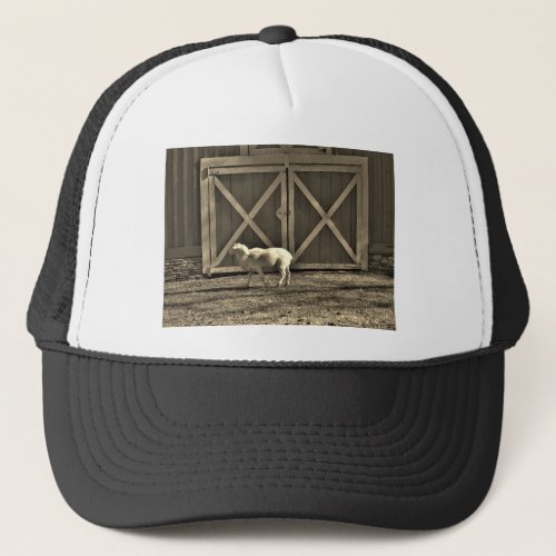 Sepia Tone  Goat and Barn Doors Trucker Hat