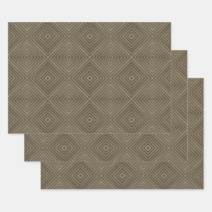 Sepia Tone Hypnotic Diamond Modern Pop Art Wrapping Paper Sheets