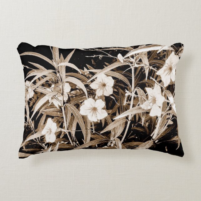 Sepia Tone Mexican Petunias Accent Pillow (Front)