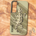 Sepia Tone Mosaic Gecko Template Name Samsung Galaxy S22 Case<br><div class="desc">The design features a mosaic gecko over a complementary color background with template text. Personalize the template field with a name or initials,  remove the text or edit using the design tool to select a font style,  size,  and color you prefer.</div>