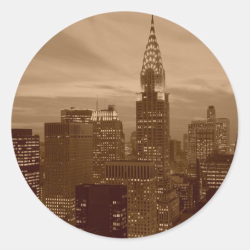 Sepia Tone New York City Classic Round Sticker