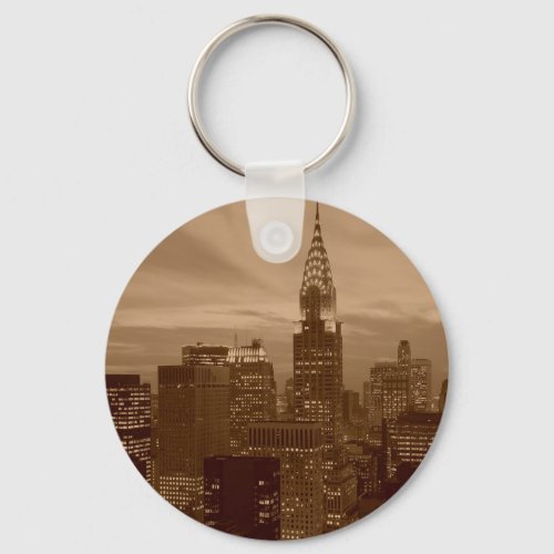 Sepia Tone New York City Keychain