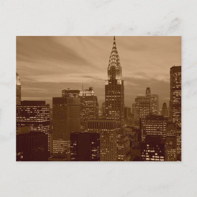 Sepia Tone New York City Postcard (Front)
