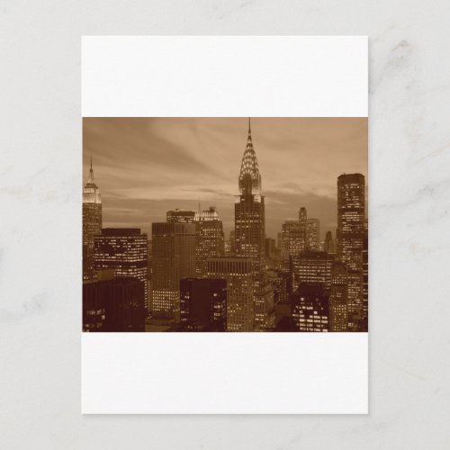 Sepia Tone New York City Postcard