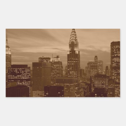 Sepia Tone New York City Rectangular Sticker