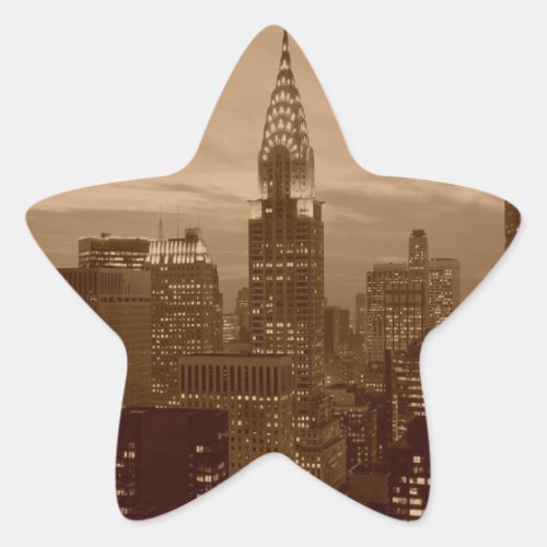 Sepia Tone New York City Star Sticker