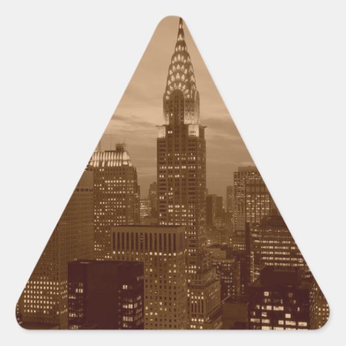 Sepia Tone New York City Triangle Sticker