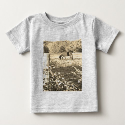 Sepia Tone  Photo of  brown Horse Baby T_Shirt