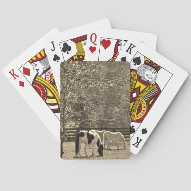 Sepia Tone  Photo of Horse Poker Cards (Back)