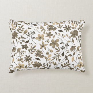 Sepia Tone Vintage Floral Print Accent Pillow