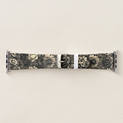 Sepia Tone Vintage Floral Print Apple Watch Band