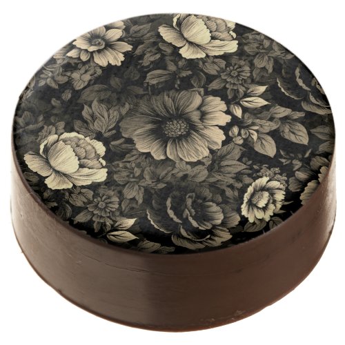 Sepia Tone Vintage Floral Print Chocolate Covered Oreo