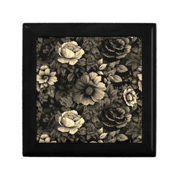 Sepia Tone Vintage Floral Print Gift Box by kahmier at Zazzle