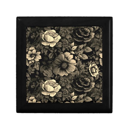 Sepia Tone Vintage Floral Print Gift Box