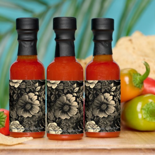 Sepia Tone Vintage Floral Print Hot Sauces