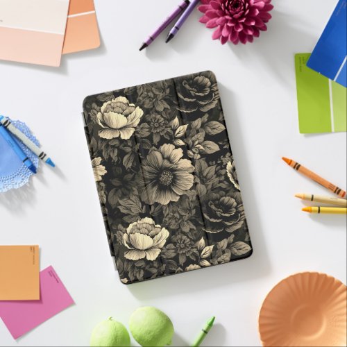 Sepia Tone Vintage Floral Print iPad Air Cover
